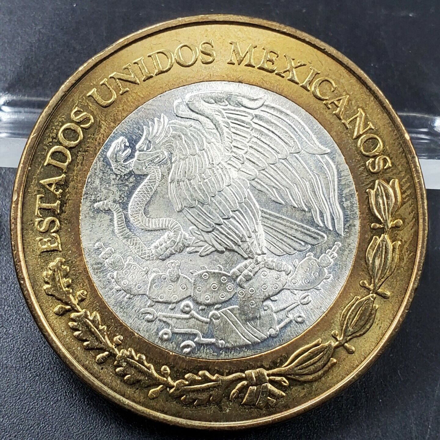 2004 Mexico 100 Pesos Silver Center GEM BU Bimetallic Estado Tobasco State Comem