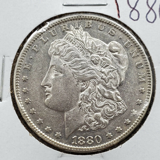 1880 P $1 Morgan Eagle Silver Dollar Coin AU Details Circulated