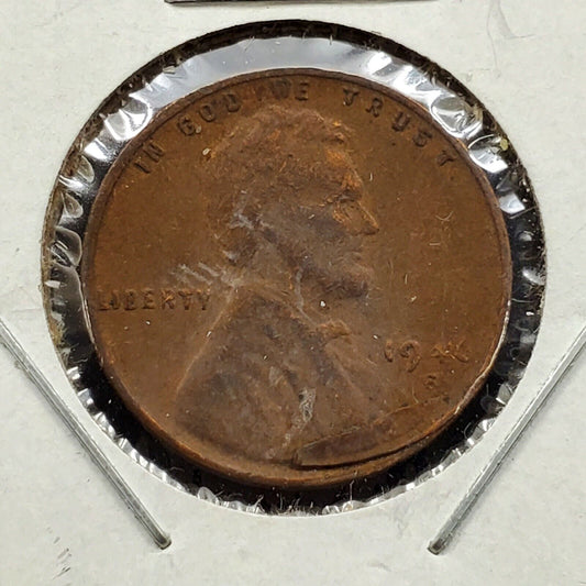 1946 S 1c Lincoln Wheat Cent Error Coin Laminated Planchet WW2 Era