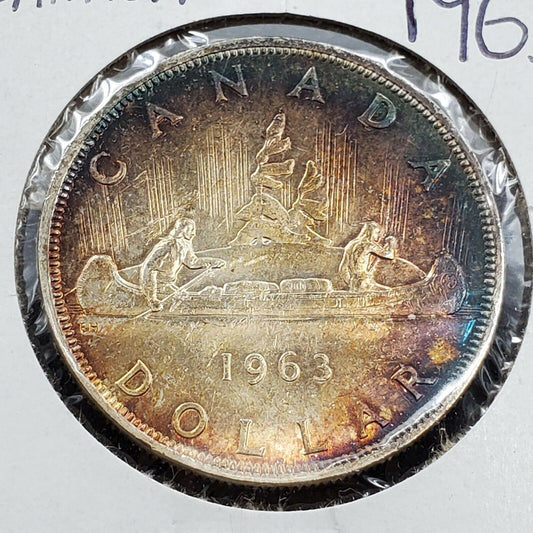 1963 $1 Canada Silver BU UNC Dollar Coin PQ Toning Toner ⭐