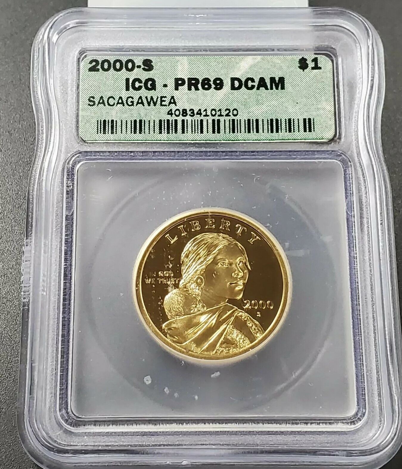 2000 S Sacagawea Native American Brass Dollar COIN ICG PF69 Dcam