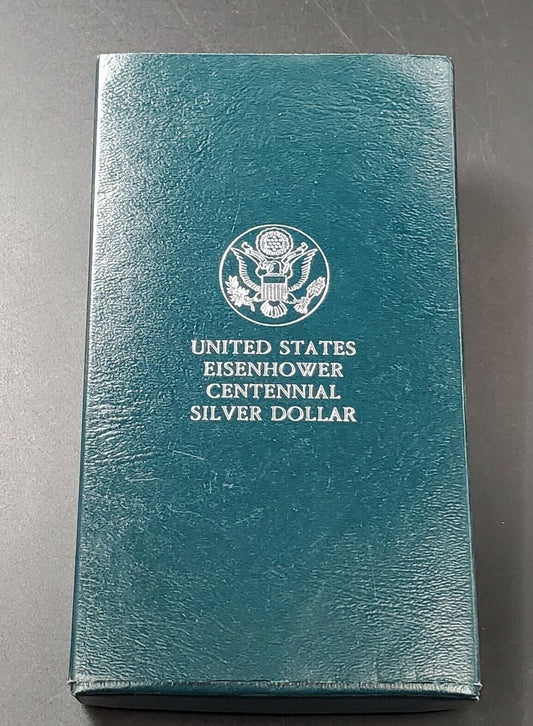 1990 P EISENHOWER CENTENNIAL Proof Commemorative Silver Dollar w/ Box + COA Ike