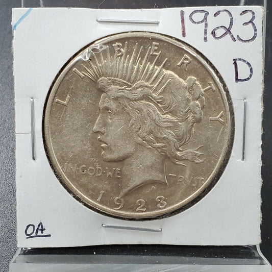 1923 D Peace 90% Silver Eagle Dollar Coin Circulated CH VG / FINE