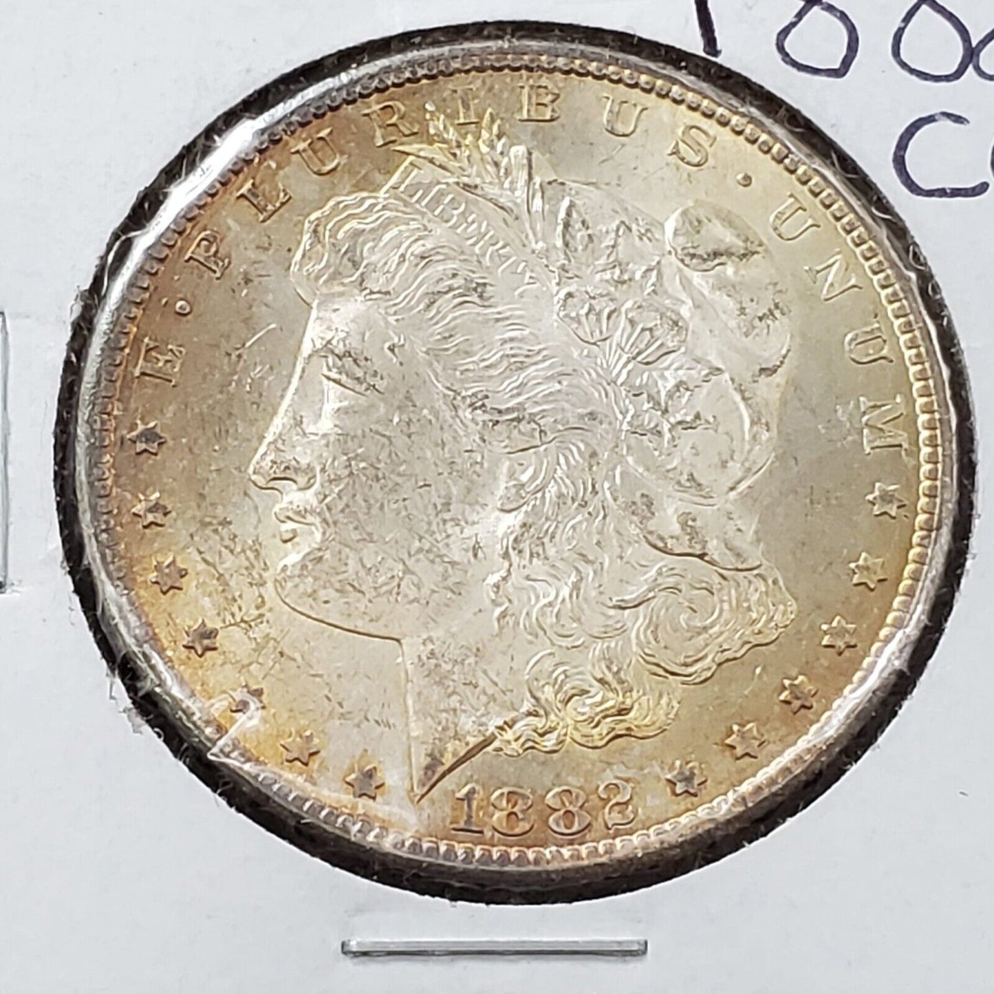 1882 CC Morgan Eagle Silver Dollar Coin BU UNC Nice Amber Toning Toner Luster ++