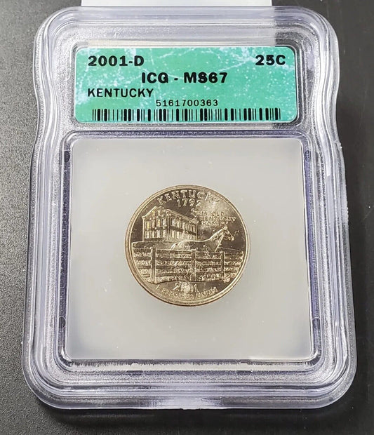 2001 D Kentucky State Statehood Quarter Coin MS67 ICG