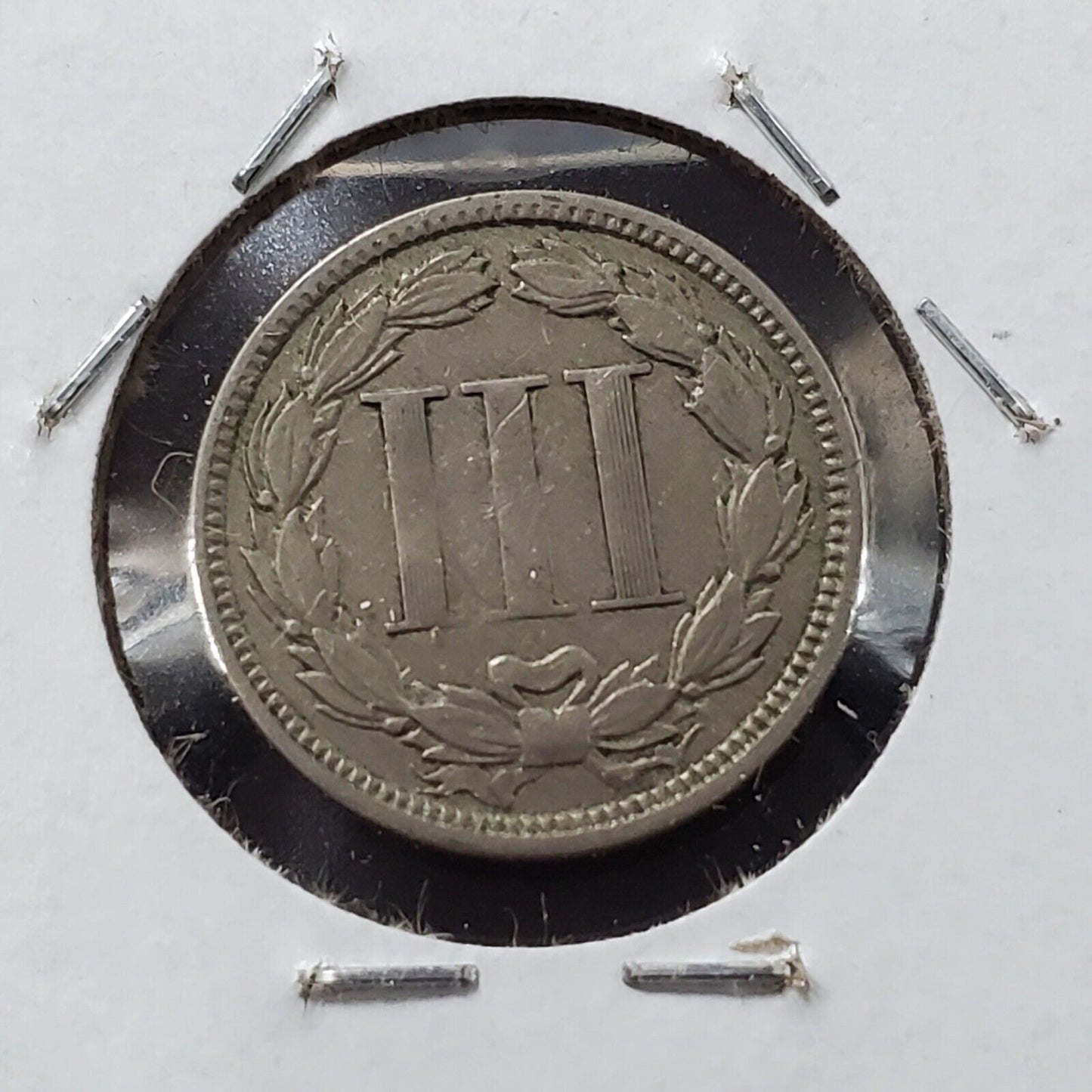 1865 P 3c Liberty Three Cent Nickel Coin AVG Retained Cudd Error VF