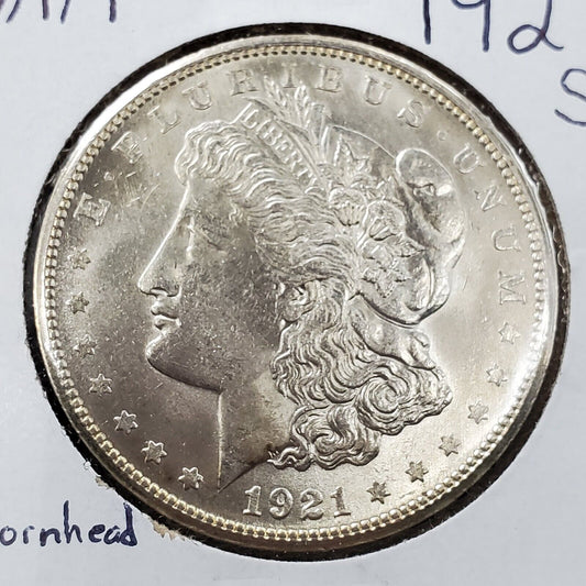 1921 S $1 Morgan Eagle Silver Dollar Coin CH BU Vam 1B Thorn Head