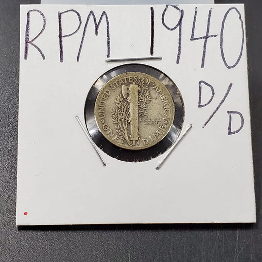 1940 D/D Mercury Dime Coin Circulated RPM