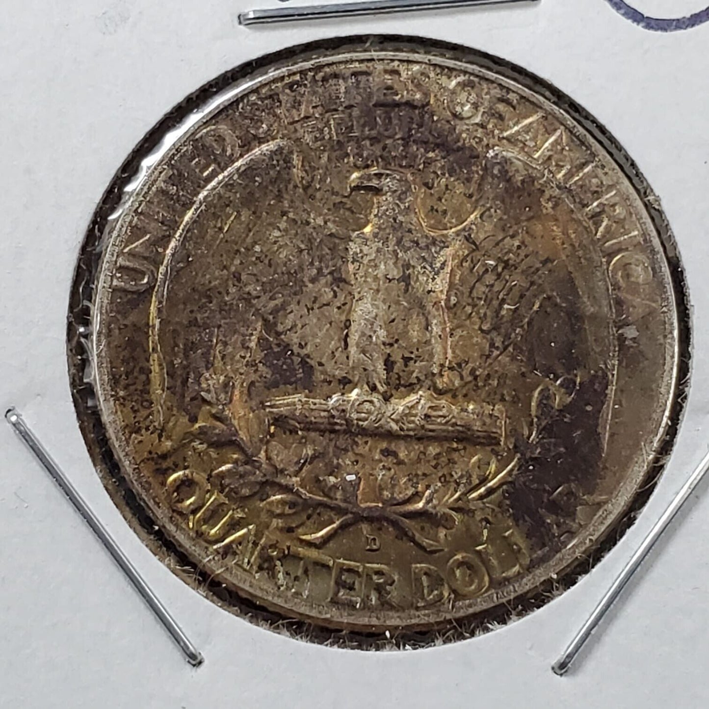 1964 D 25C Washington Quarter Silver Coin End of Roll Toning Toner REV CH BU UNC