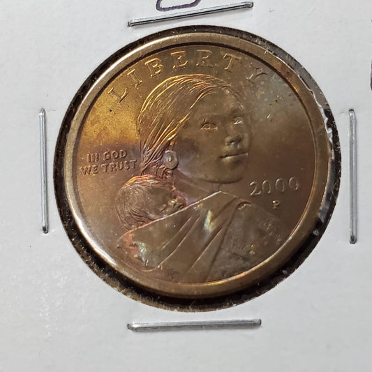 2000 P Sacagawea Native Brass Dollar Coin CH Choice / Gem BU Toner 2