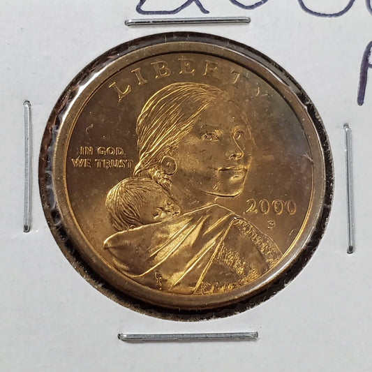 2000 P Sacagawea Native Brass Dollar Coin CH Choice / Gem BU Toner