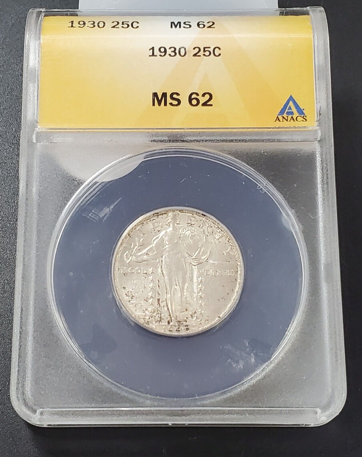 1930 P Standing Liberty Silver Quarter Coin 25c ANACS MS62 BU UNC