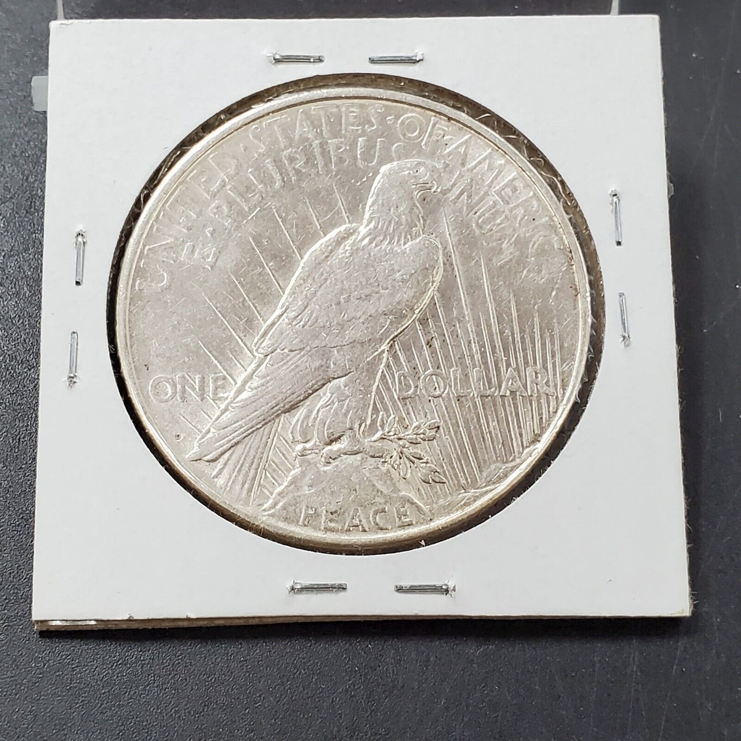 1923 D Peace Eagle Dollar Coin AU Detail 6-9 o Clock Die Break Crack Obverse Vam