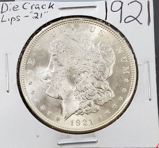 1921 P Morgan Silver Eagle Dollar Coin VAM-3BY Die Break Variety Coin CH BU UNC
