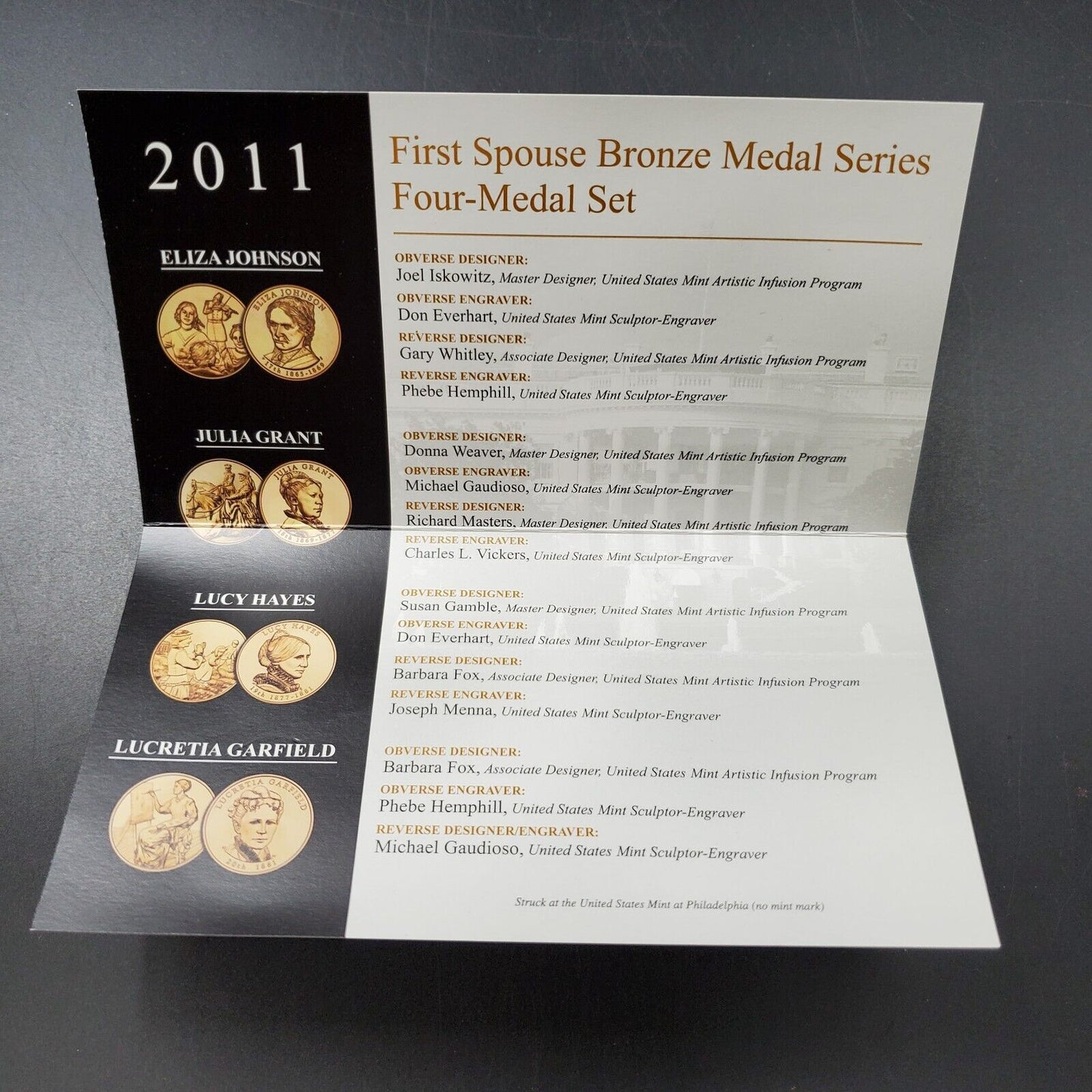 2011 First Spouse Bronze Medal Series Four 4 Medal Set