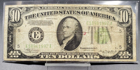 1934 A $10 FRN Richmond FRN Federal Reserve Note Mule Different size Block #s