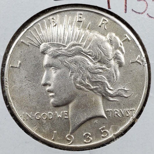 1935 P Peace 90% Silver Eagle Dollar Coin Choice AU Details