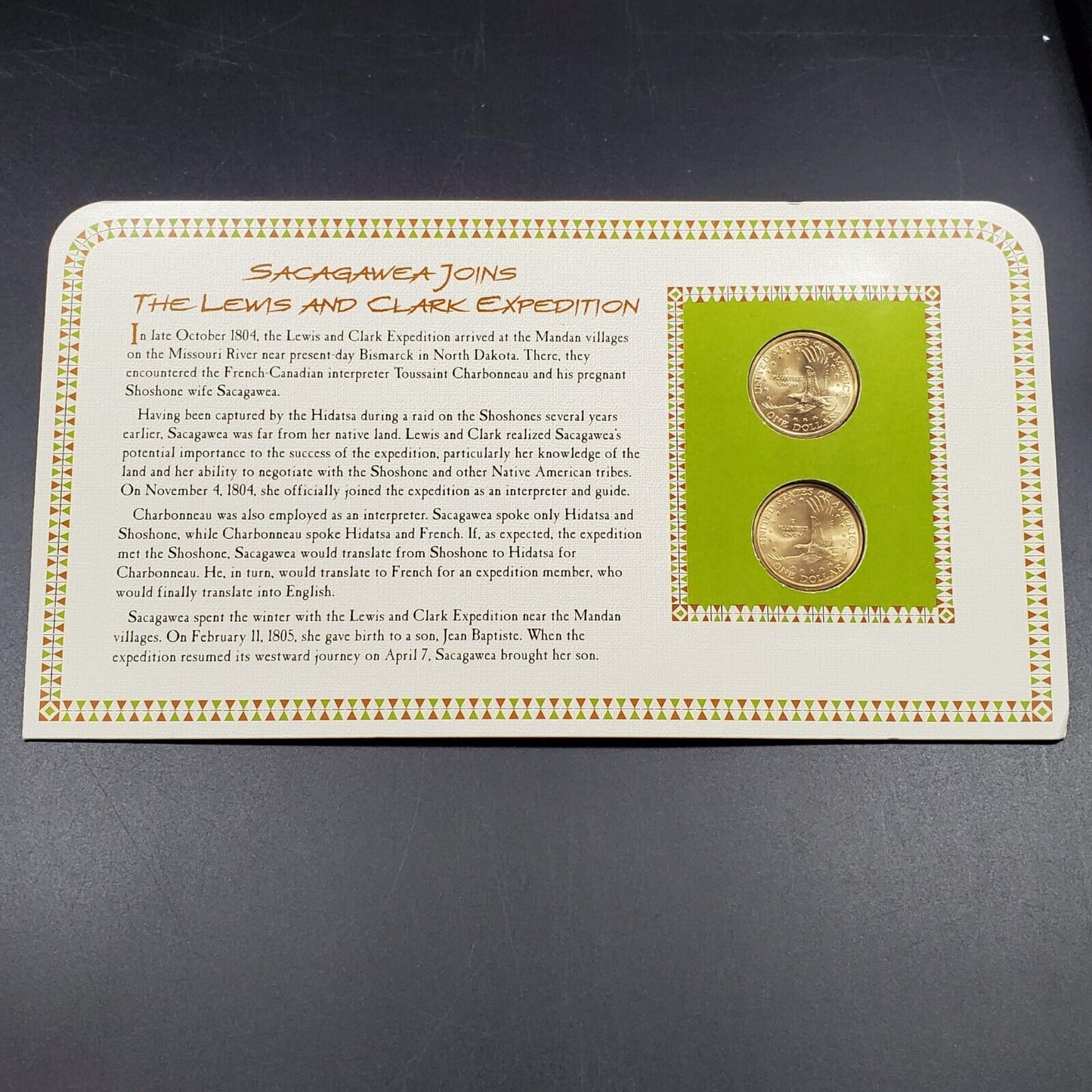 2001 P & D Sacagawea Golden Dollars & 1954 USA 3C Stamp Uncirculated Sheet