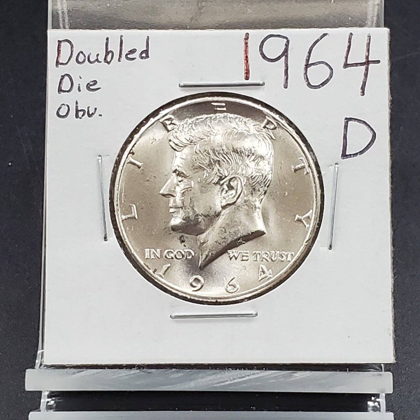 1964 D Kennedy 90% Silver Half Dollar Coin CH BU UNC DDO Double Die Obverse 2
