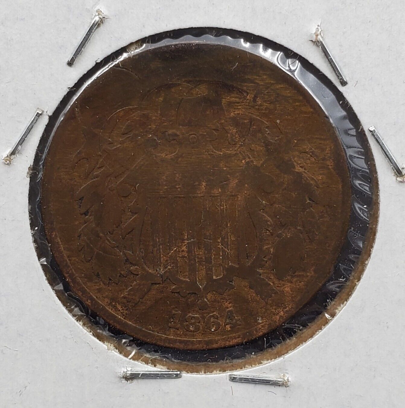 1864 P 2C Two Cent Copper Coin OUT OF PRODUCTION DENOMINATION Circulated
