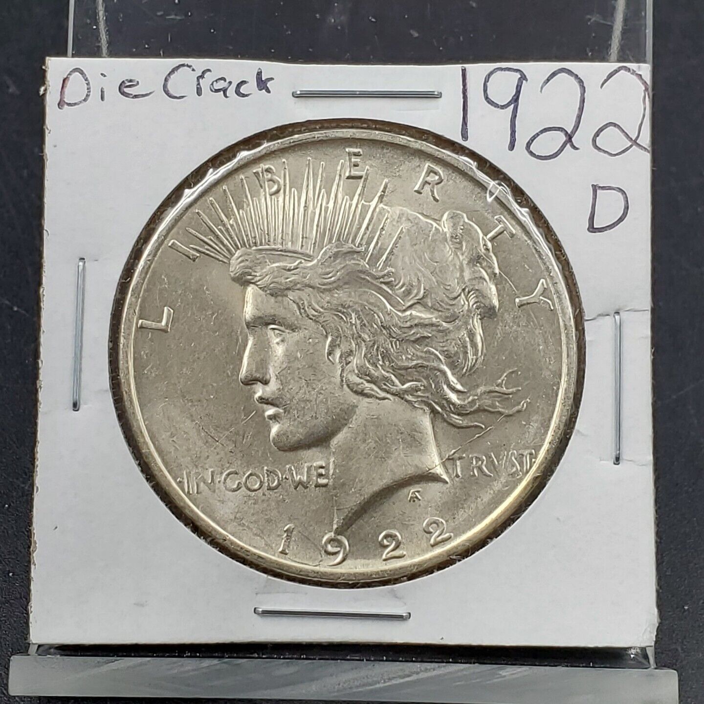 1922 D $1 Peace Silver Eagle Dollar Coin Die Crack VAM variety coin AU