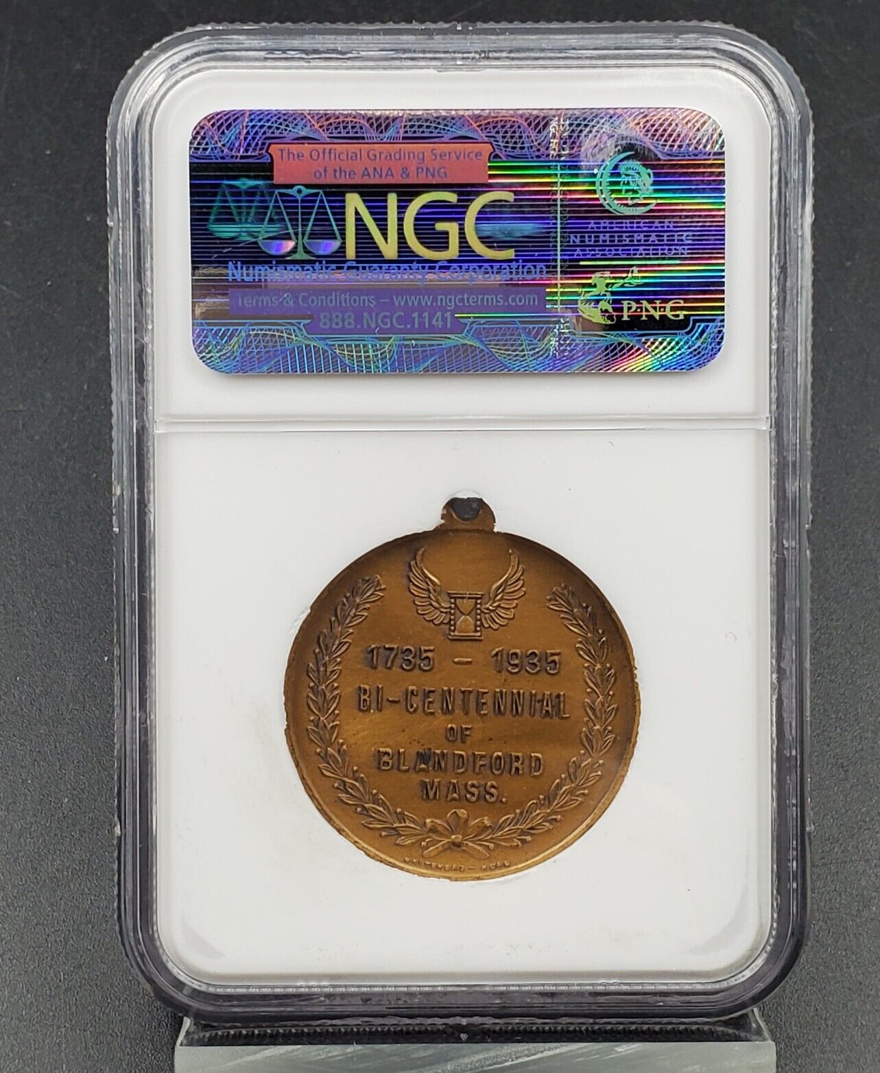 1935 MA Blandford Bicentennial AE 31.5 mm NGC medal MS65