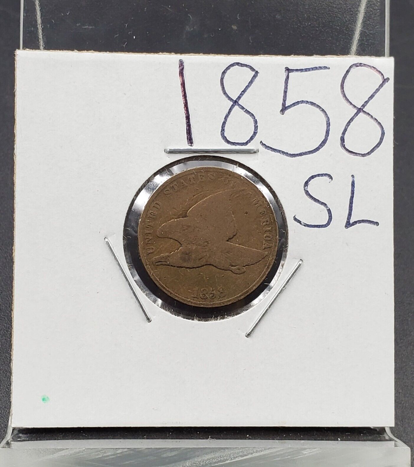 1858 SL Flying Eagle Cent Penny Coin Good details