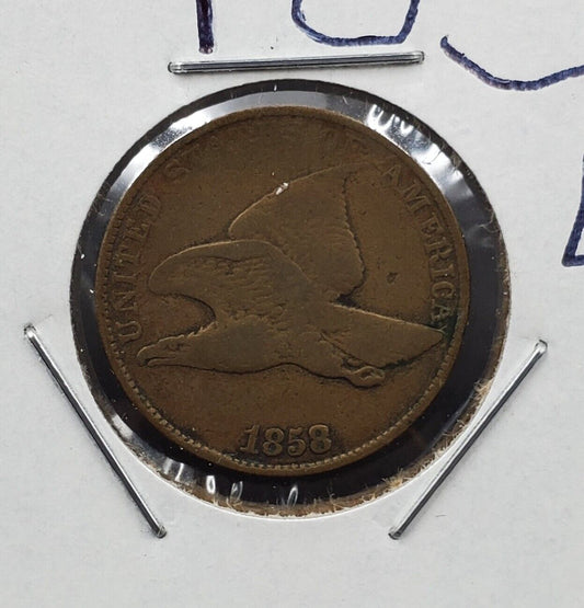 1858 LL Flying Eagle Cent Penny Coin Choice VG Very Good Circ