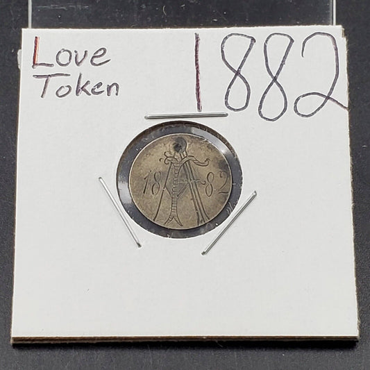 1882 Love Token on Seated Liberty 1853 With Arrows Dime