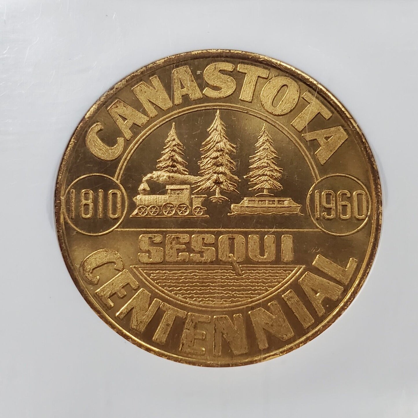 1960 50c Canastota Centennial So Called Dollar N.Y. Sesqui NGC Token MS64 Brass