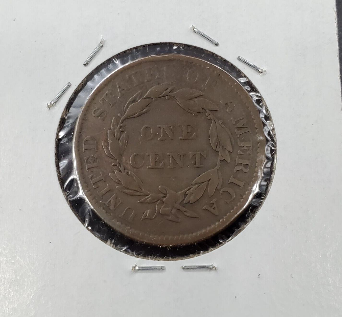 1836 1c Large Cent Choice Good Circ with Die CUDD Variety Obverse