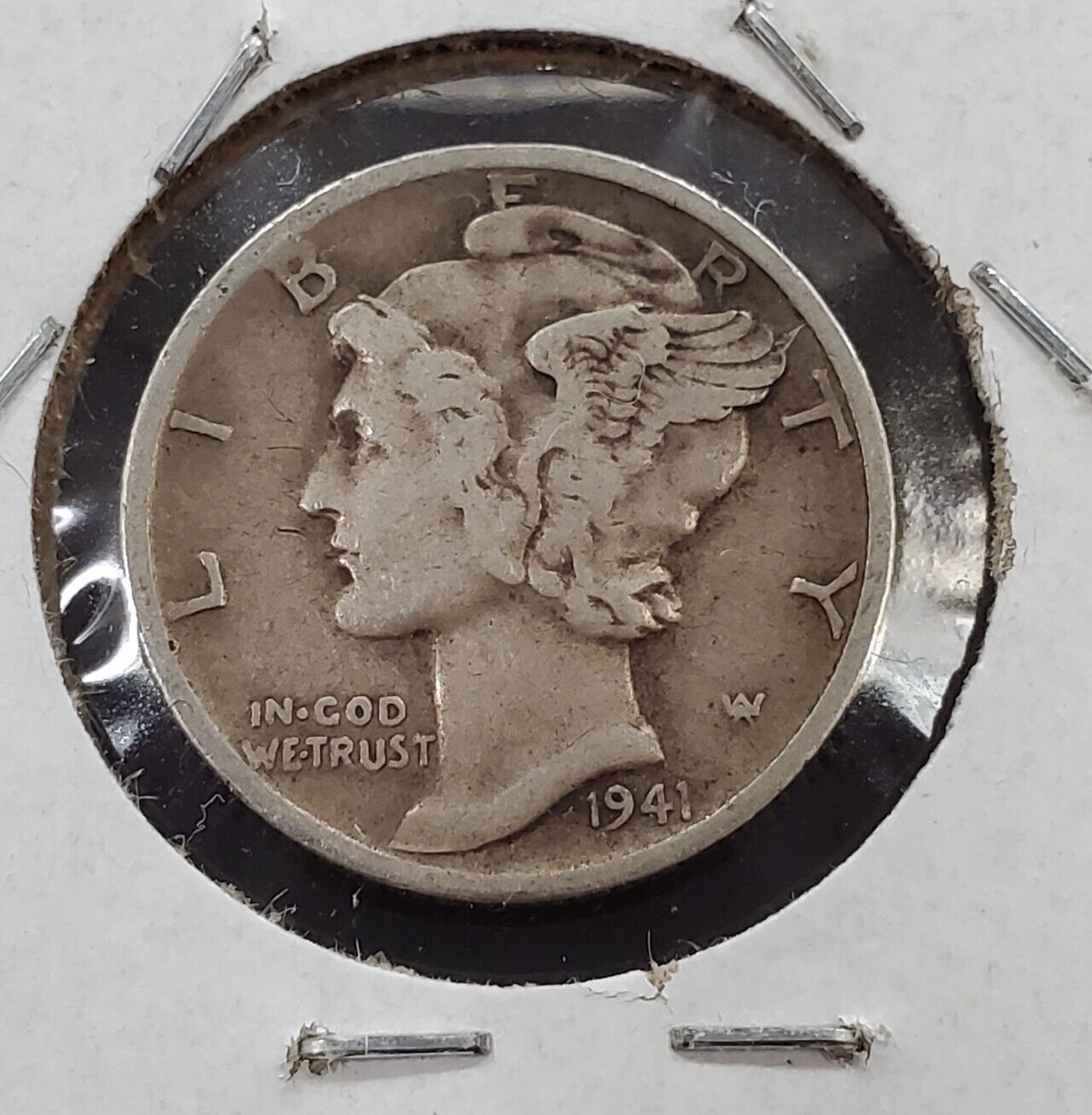 1941 S Mercury Dime Silver Coin Large S Trumpet Tail Variety Circ Very Fine VF