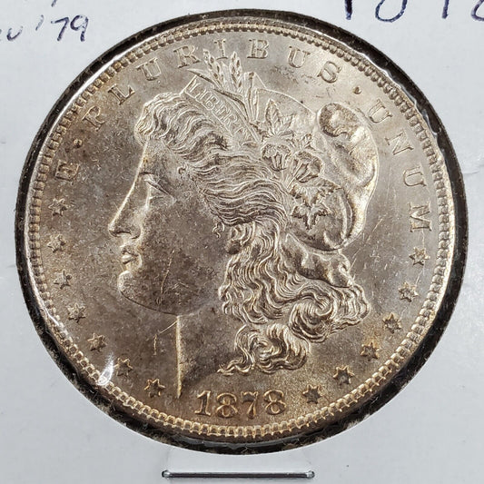 1878 P Morgan Silver Eagle Dollar Coin 7TF REV 79 BU UNC Some Toning