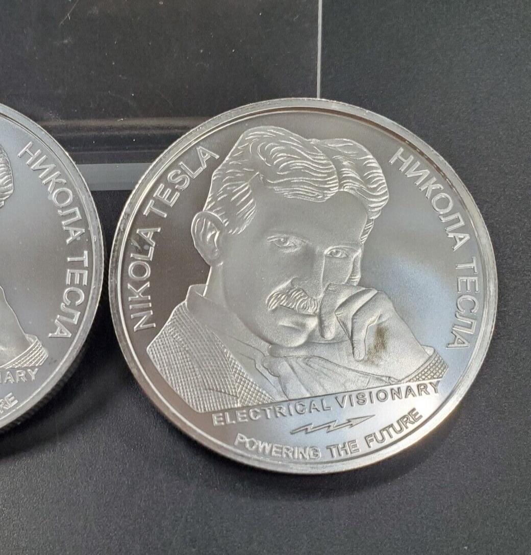 2018 Serbia 1 oz Silver 100 Dinar Nikola Tesla Lighting The World GEM BU UNC
