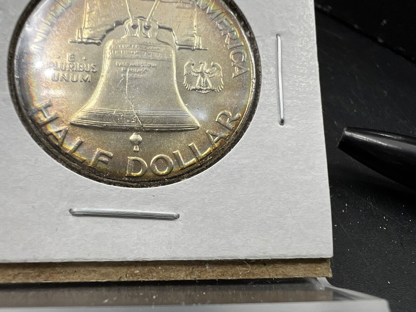 1949 P Franklin Silver Half Dollar Coin BU UNC FBL Full Bell Line PQ Toning REV