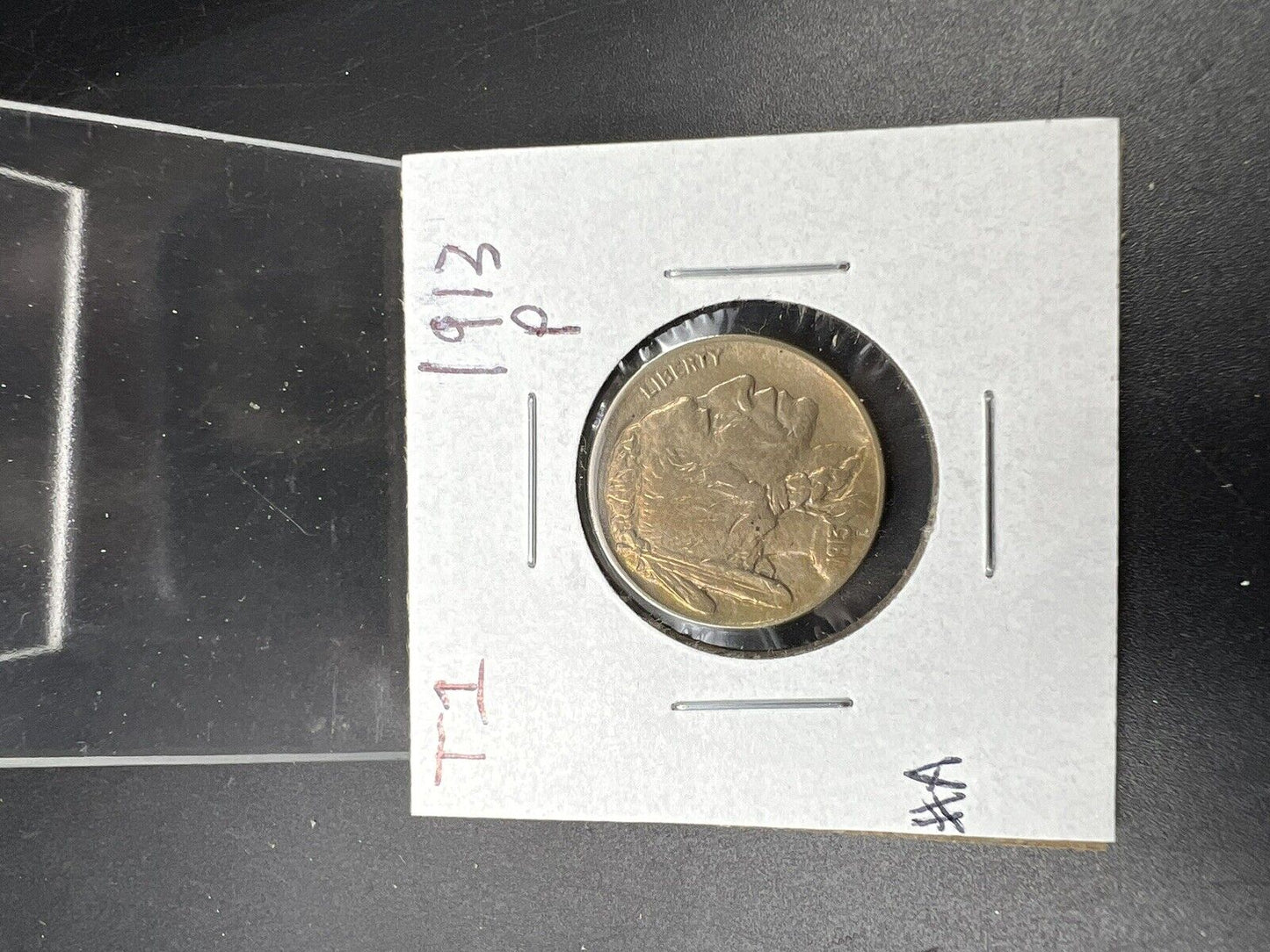 1913 P Buffalo Indian Head Nickel 5c AU About UNC Type 1 Die Clash @ E Plurubus