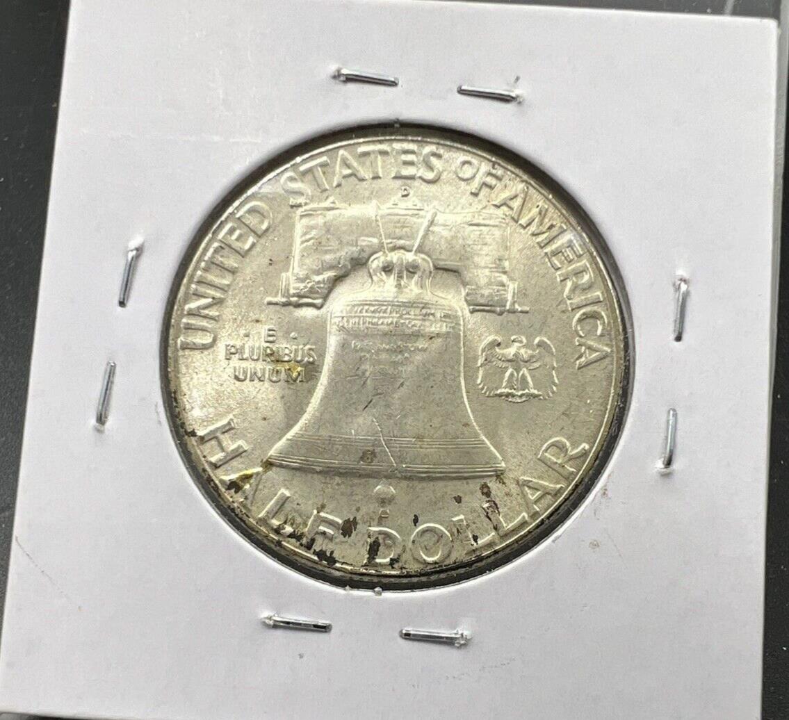 1948 D Franklin Silver Half Dollar Coin Choice BU UNC FBL Full Bell Line