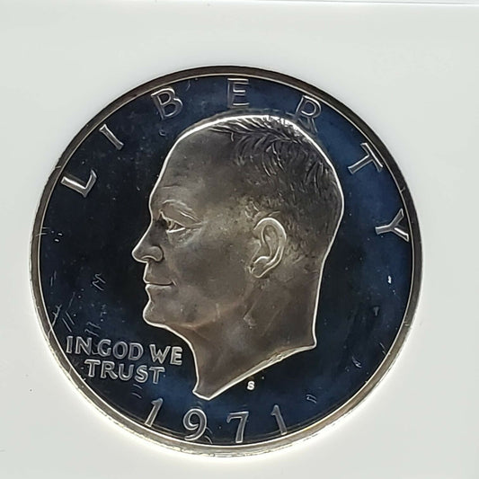 1971 S $1 Ike Eisenhower Silver Dollar Coin NGC PF69 UCAM DCAM Fat Holder PQ