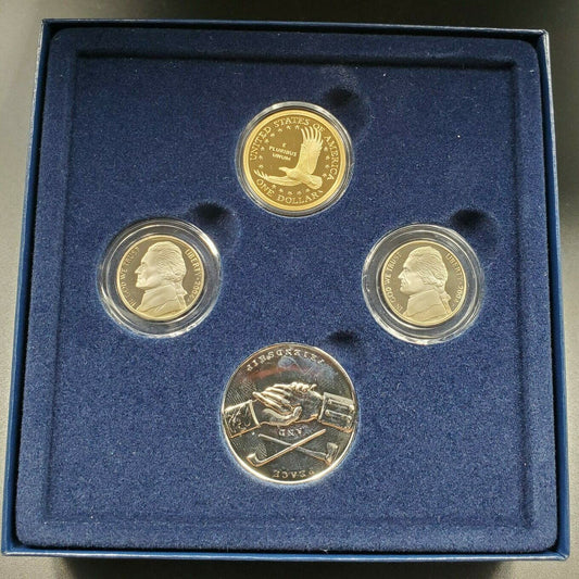 2004 Jefferson Handshake Nickel Pipe Commemorative Metal $1 5c 4 coin set