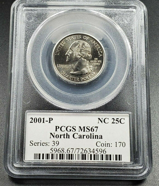 2001 P North Carolina State Quarter Coin PCGS MS67 Robinsons Combo Ship Discount