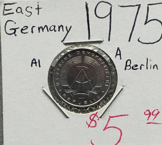 1975 A East Germany 5 Pfennig Coin Choice BU Uncirculated Combo Ship Discounts