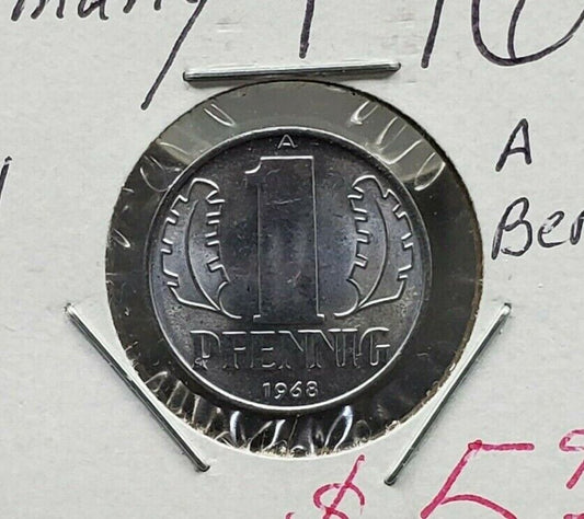 1968 A East Germany 5 Pfennig Coin Choice BU Uncirculated