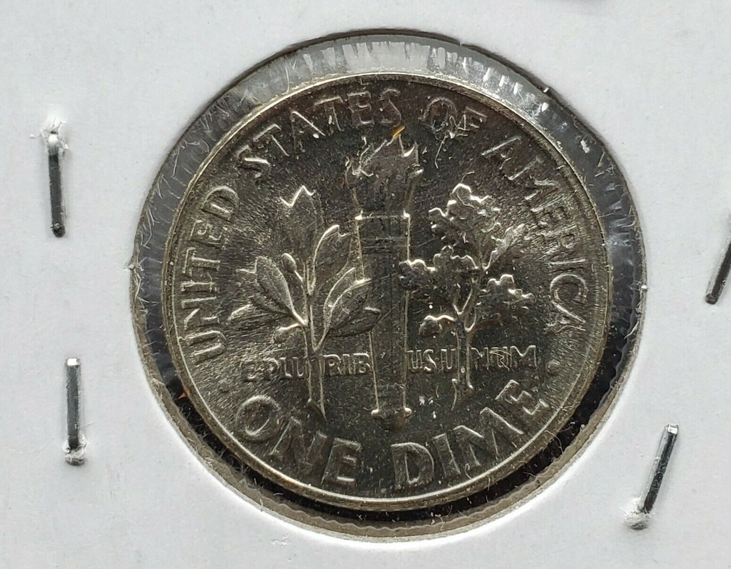 1947 Roosevelt Silver Dime Coin 10c Choice BU Obverse Struck Thru Through Error