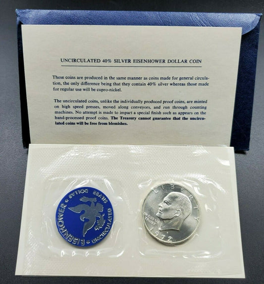 1972 S US $1 EISENHOWER Blue Ike Silver Dollar OGP RobinsonsCoinTown Combo Ship