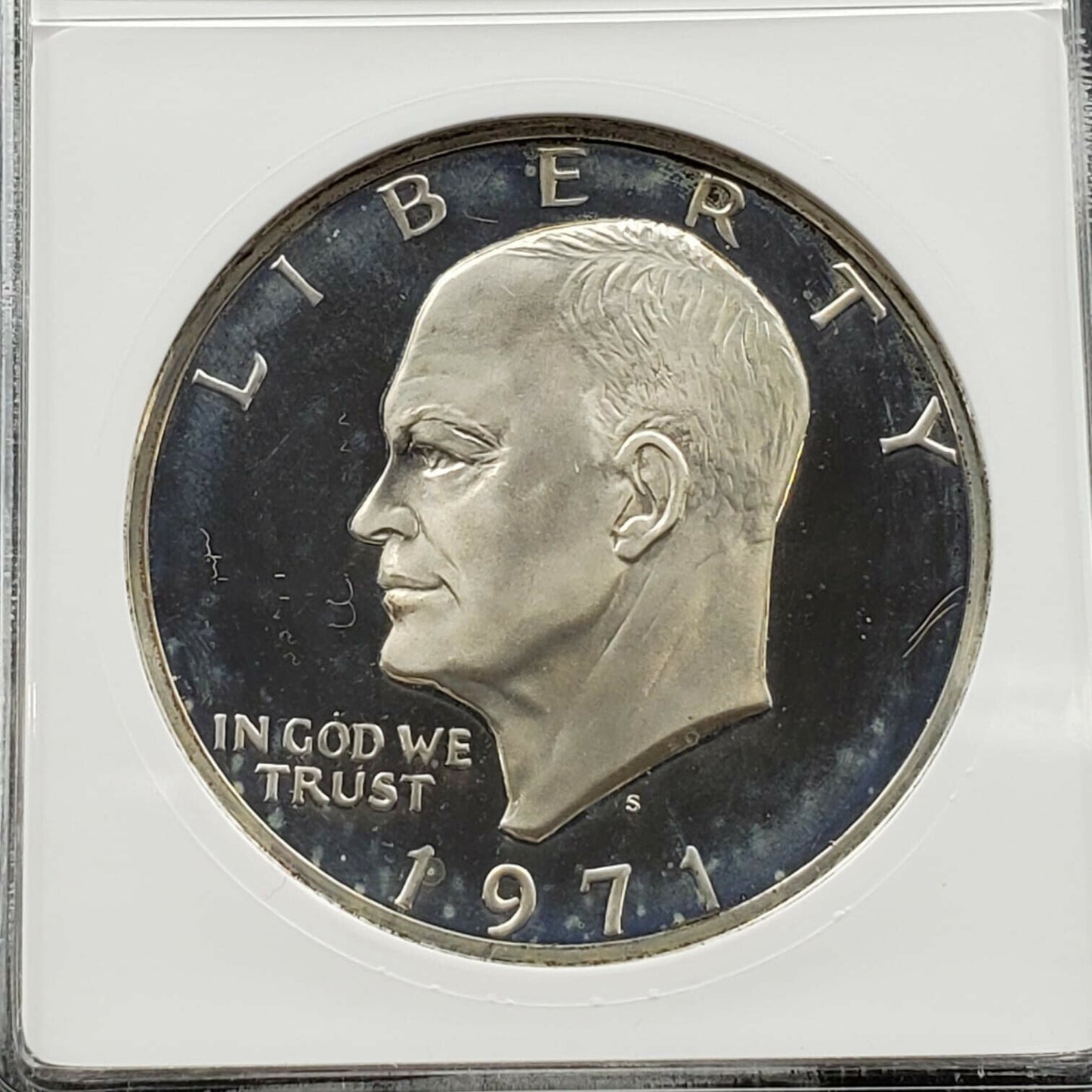 1971 S $1 Ike Eisenhower Dollar ANACS PF67 HEAVY CAMEO Variety DDO 036