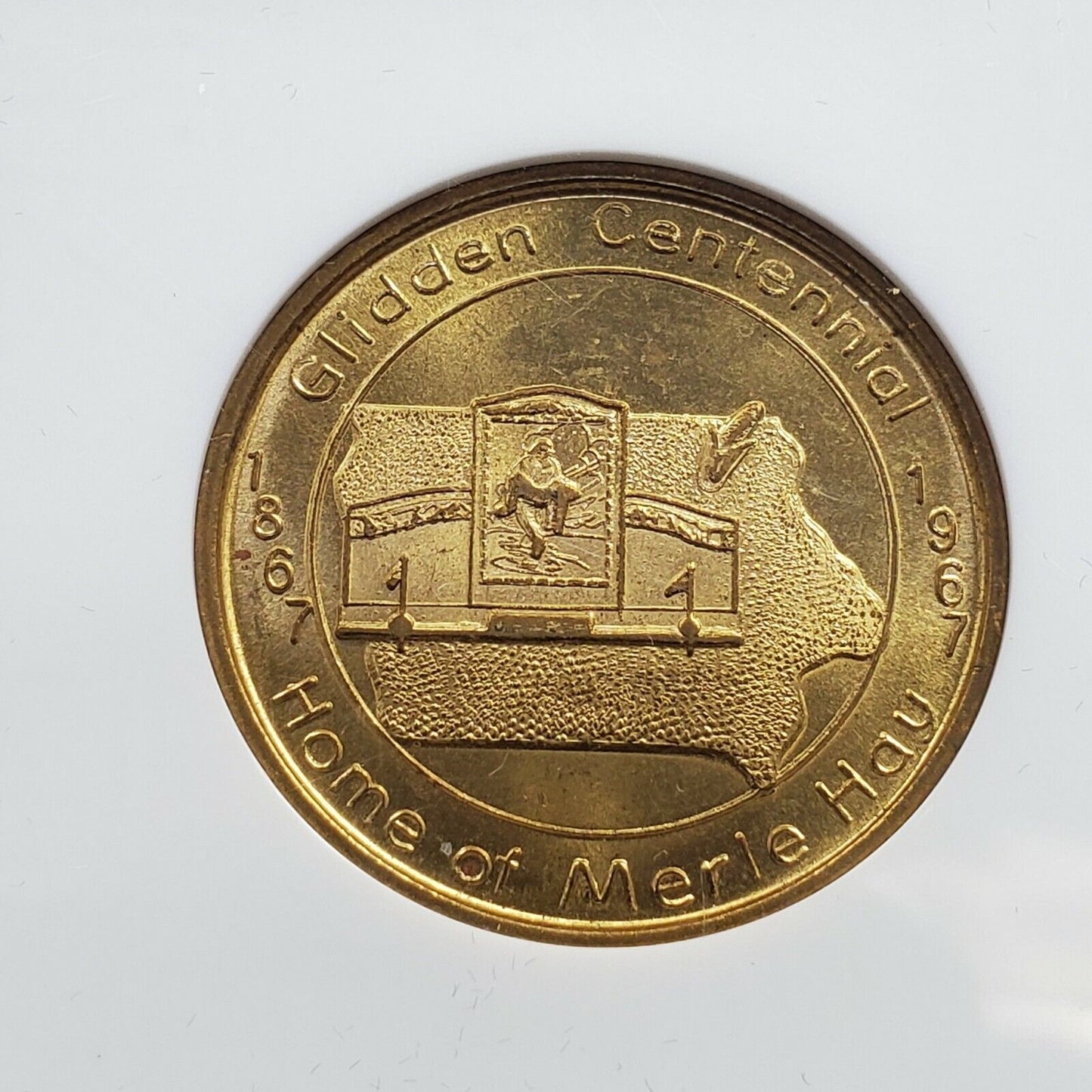 1867 - 1967 Glidden IA Centennial Medal Good for 50 Cents token 31.5mm NGC MS64