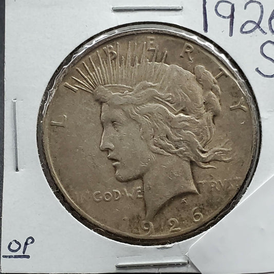 1926 S Peace 90% Silver Eagle Dollar Coin CH Choice Fine / VF Very Fine