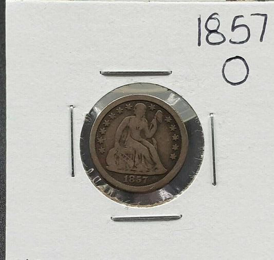 1857 O Liberty Seated Dime Coin Choice VG Very Good Large Thick O Variety