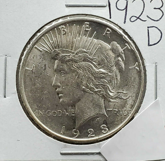 1923 D Peace 90% Silver Eagle Dollar Coin AVG BU Uncirculated