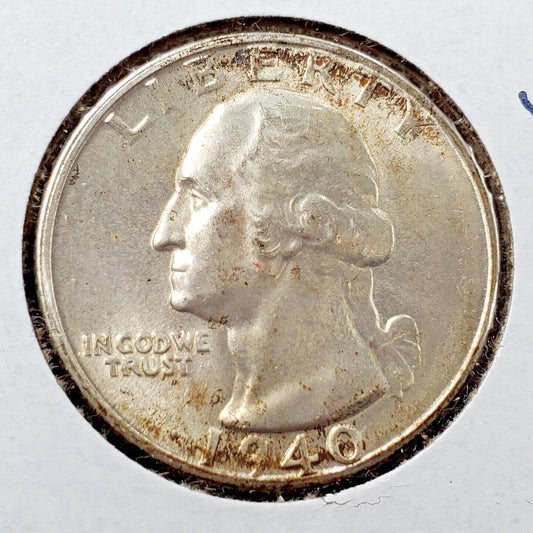 1940 S Washington Silver Quarter Coin Die Crack Variety Reverse BU UNC Toner